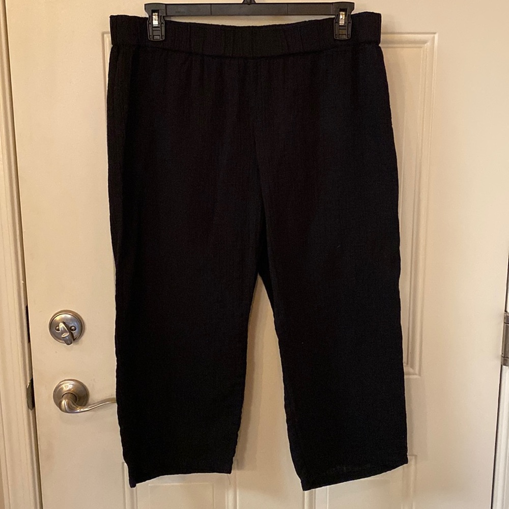 Eileen Fisher Cropped Work/Dress Pants, Large, 100% Organic Cotton, lightweight